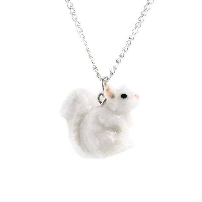 White Squirrel Pendant Porcelain Pendant Blue Planet Jewelry