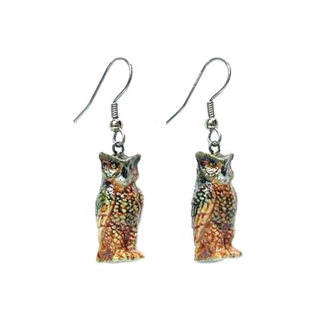 Horned Owl Porcelain Earrings Porcelain Earrings Blue Planet Jewelry