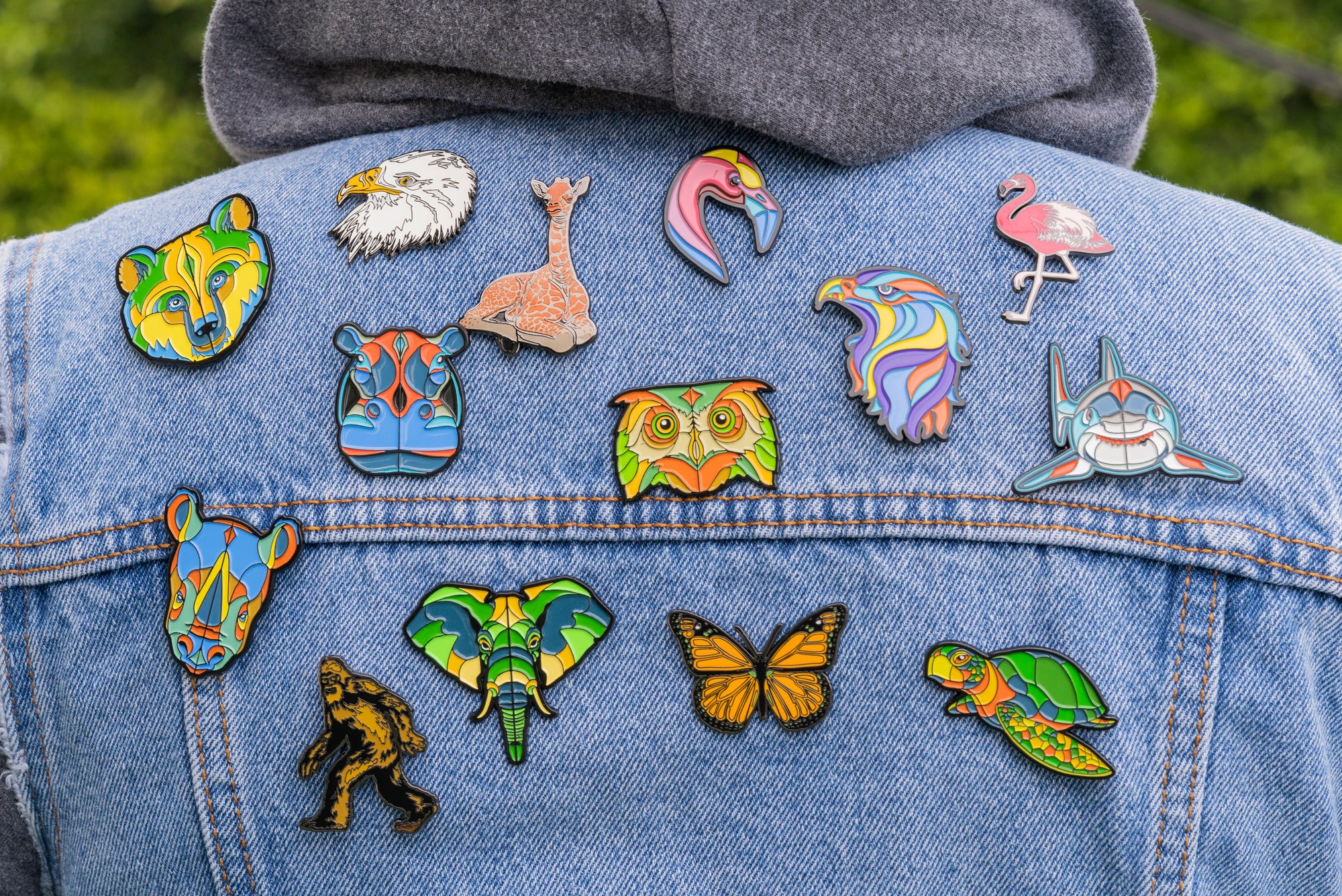 Blue Planet Jewelry, animal stylized enamel pin collection