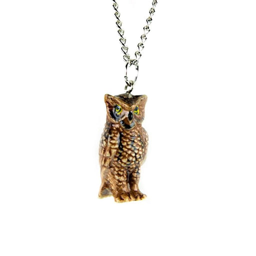 Horned Owl Pendant Porcelain Pendant Blue Planet Jewelry