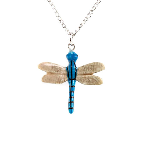 Blue Stripe Dragonfly Pendant Porcelain Pendant Blue Planet Jewelry