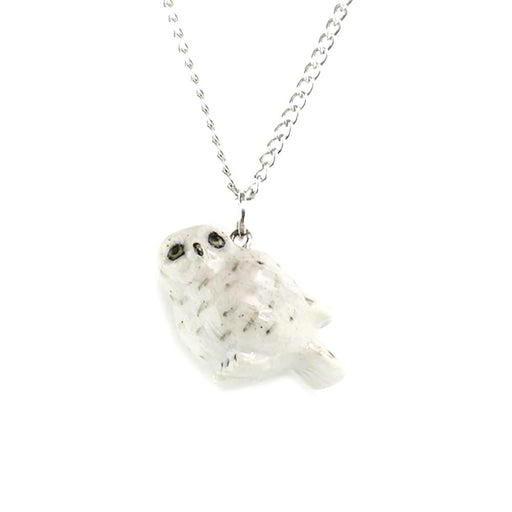 Snowy Owl Pendant Porcelain Pendant Blue Planet Jewelry