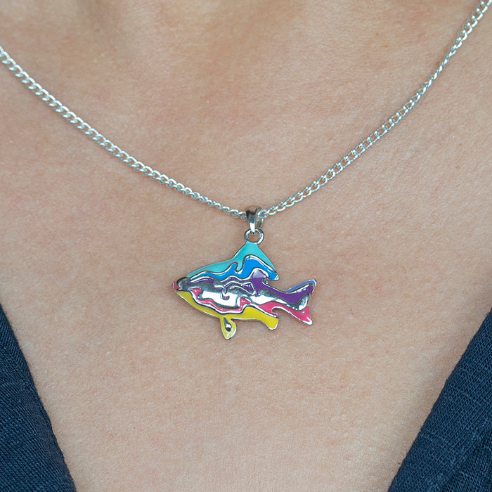 Silver Enamel Fish Pendant