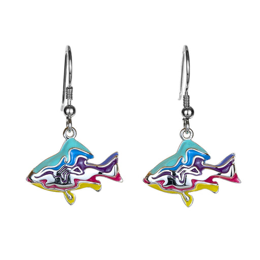 Silver Enamel Fish Earrings Silver Enamel Earrings Blue Planet Jewelry
