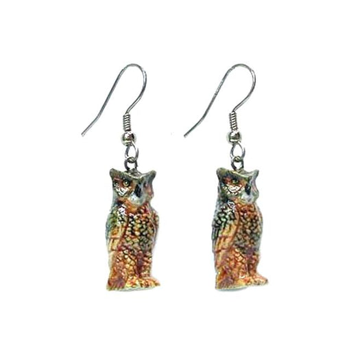 Horned Owl Porcelain Earrings Porcelain Earrings Blue Planet Jewelry