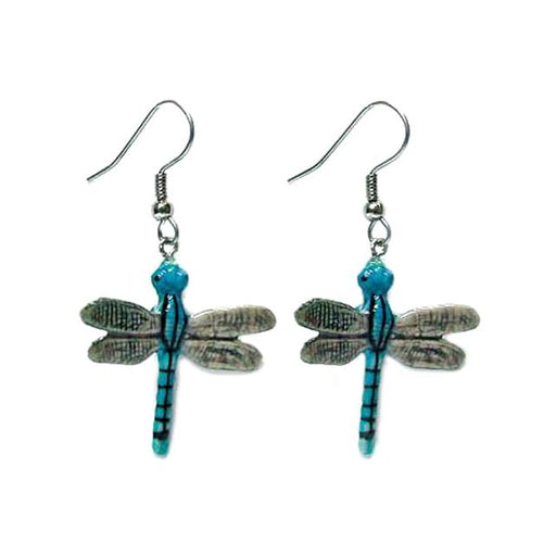 Blue Stripe Dragonfly Porcelain Earrings Porcelain Earrings Blue Planet Jewelry