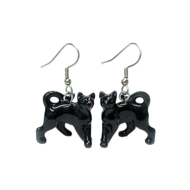 Black Cat Porcelain Earrings Porcelain Earrings Blue Planet Jewelry