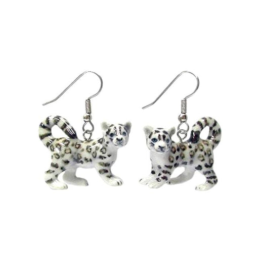 Snow Leopard Porcelain Earrings Porcelain Earrings Blue Planet Jewelry