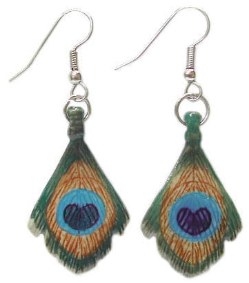 Peacock Feather Porcelain Earrings Porcelain Earrings Blue Planet Jewelry