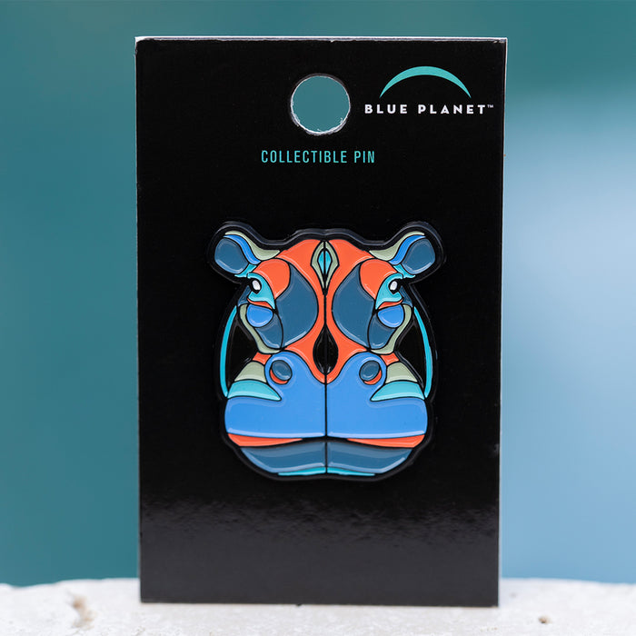Hippopotamus Stylized Enamel Pin - Stylized Enamel Pin - Blueplanetjewelry.com
