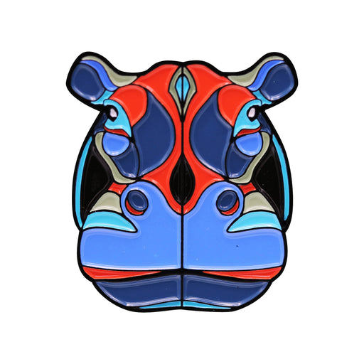 Hippopotamus Stylized Enamel Pin - Stylized Enamel Pin - Blueplanetjewelry.com