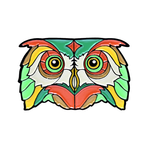 Great Horned Owl Stylized Enamel Pin - Stylized Enamel Pin - Blueplanetjewelry.com