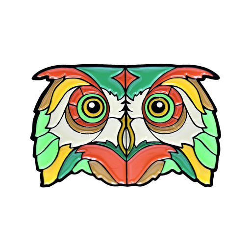 Great Horned Owl Stylized Enamel Pin - Stylized Enamel Pin - Blueplanetjewelry.com