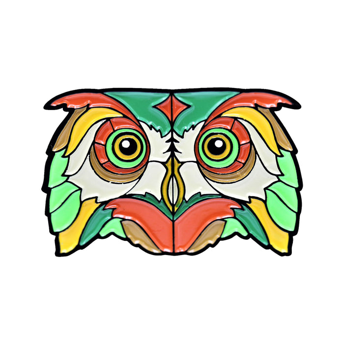 Great Horned Owl Stylized Enamel Pin - Stylized Enamel Pin - Blueplanetjewelry.com