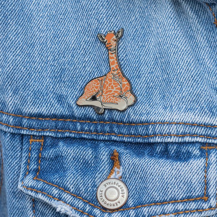 Giraffe Calf Realistic Enamel Pin - Realistic Enamel Pin - Blueplanetjewelry.com