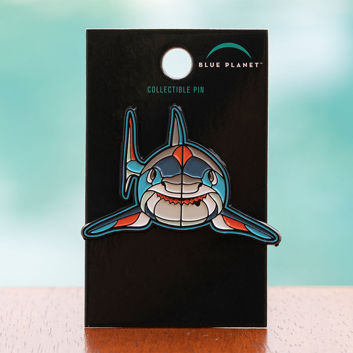 Great White Shark Stylized Enamel Pin - Stylized Enamel Pin - Blueplanetjewelry.com