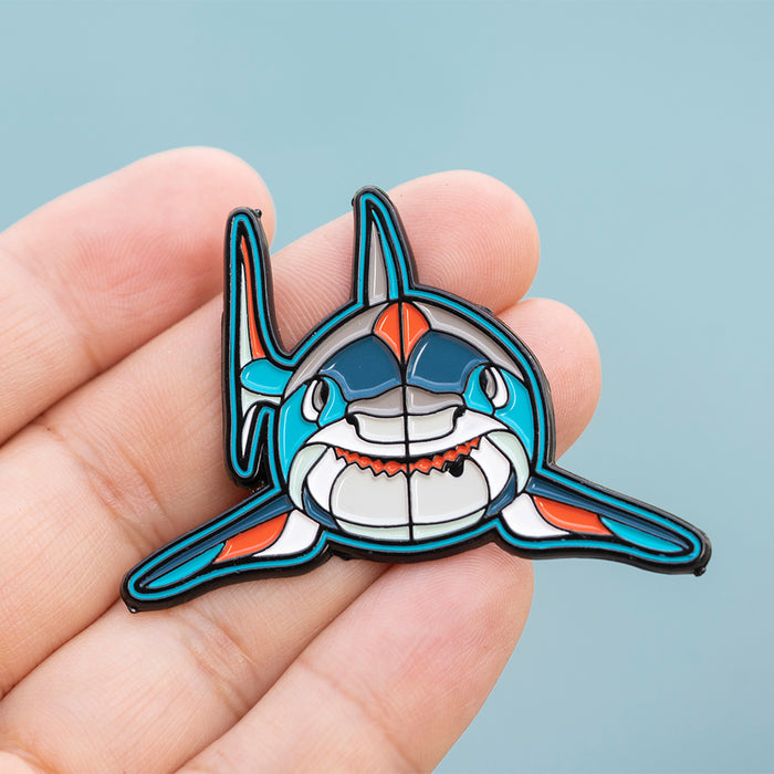 Great White Shark Stylized Enamel Pin - Stylized Enamel Pin - Blueplanetjewelry.com