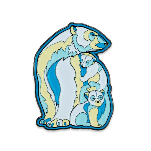 Polar Bear Family Stylized Enamel Pin - Stylized Enamel Pin - Blueplanetjewelry.com