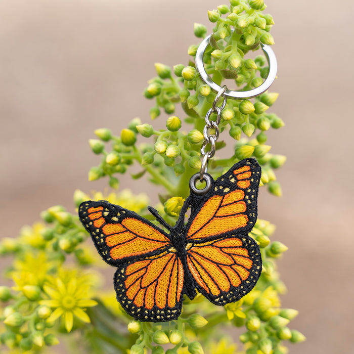 Monarch Butterfly Embroidered Keychain