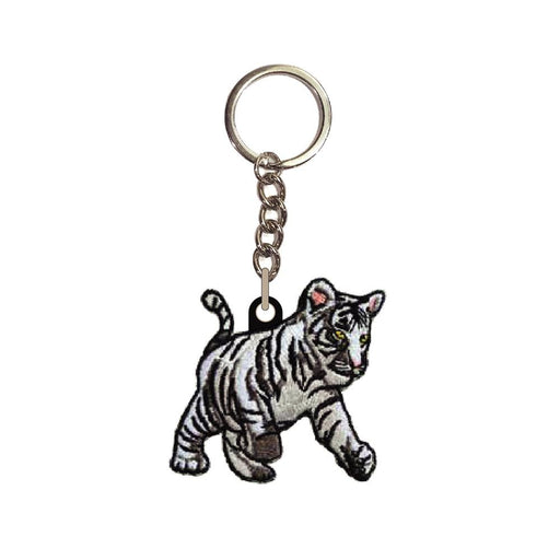 White Tiger Cub Embroidered Keychain Keychain Blue Planet Jewelry