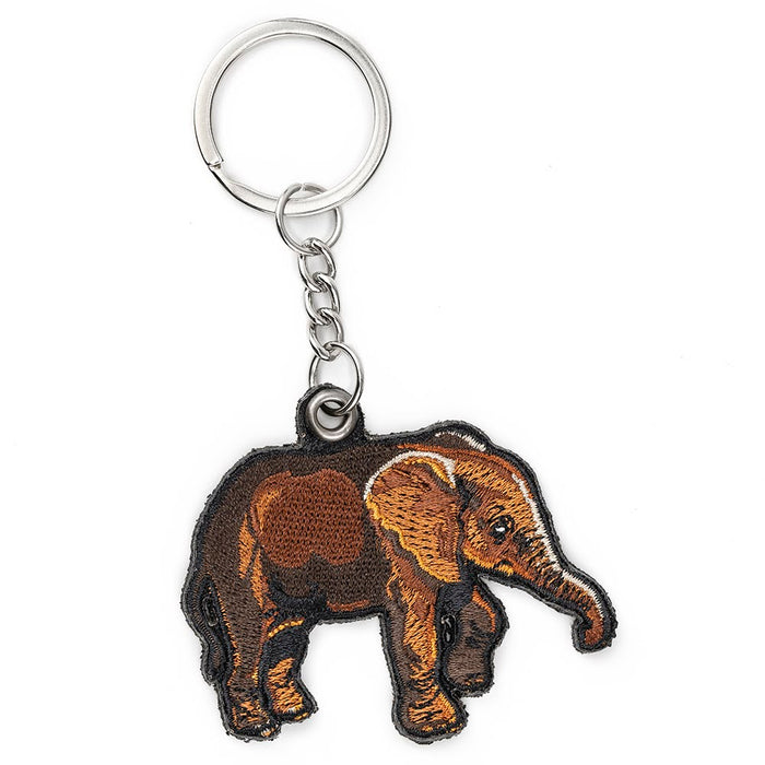 Asian Elephant Calf Embroidered Keychain