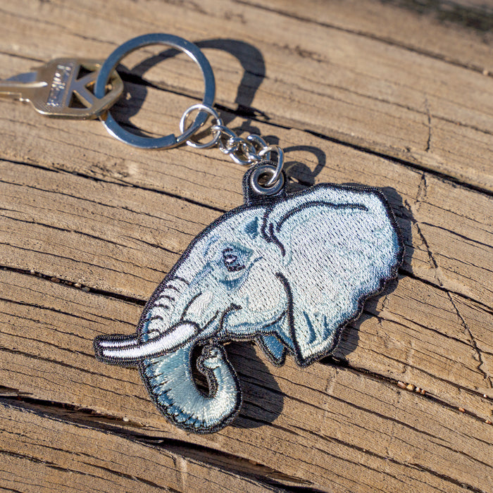 African Elephant Embroidered Keychain