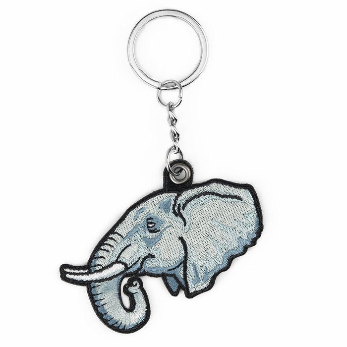 African Elephant Embroidered Keychain
