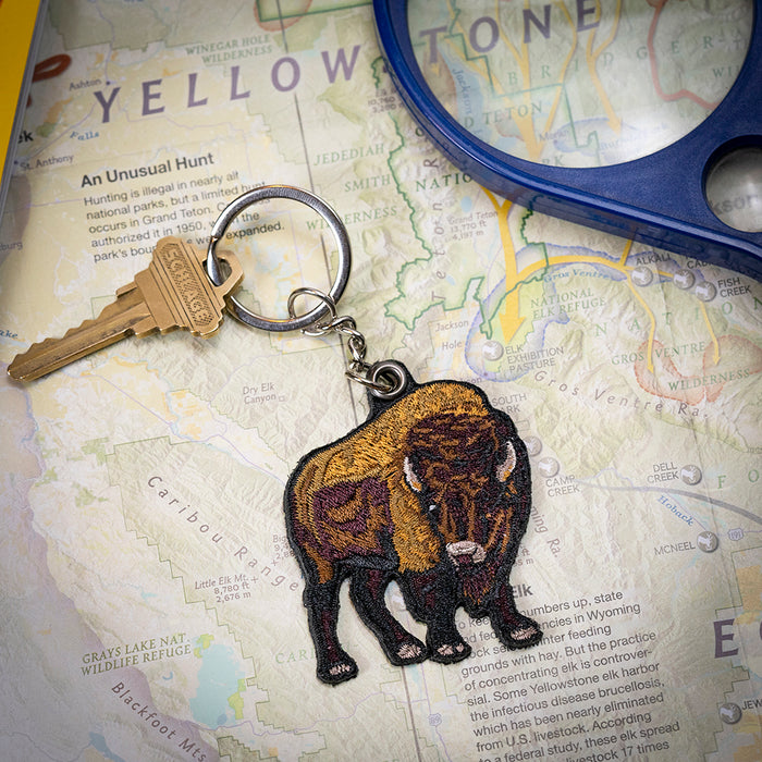 American Bison Embroidered Keychain