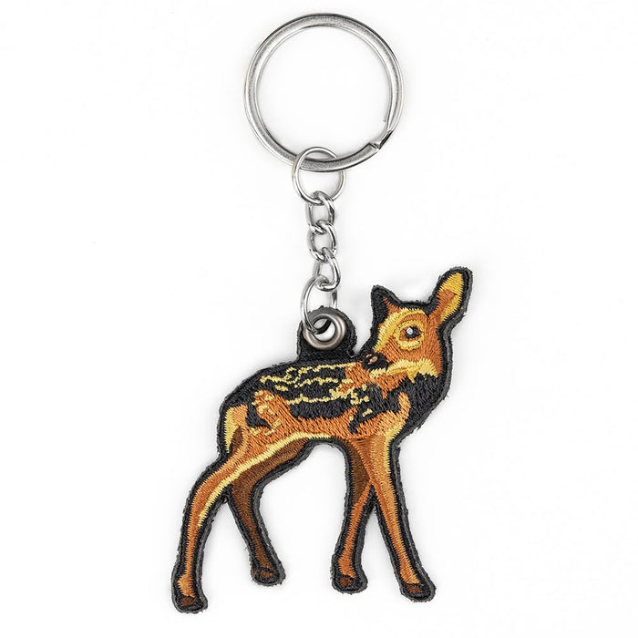 Deer Fawn Embroidered Keychain