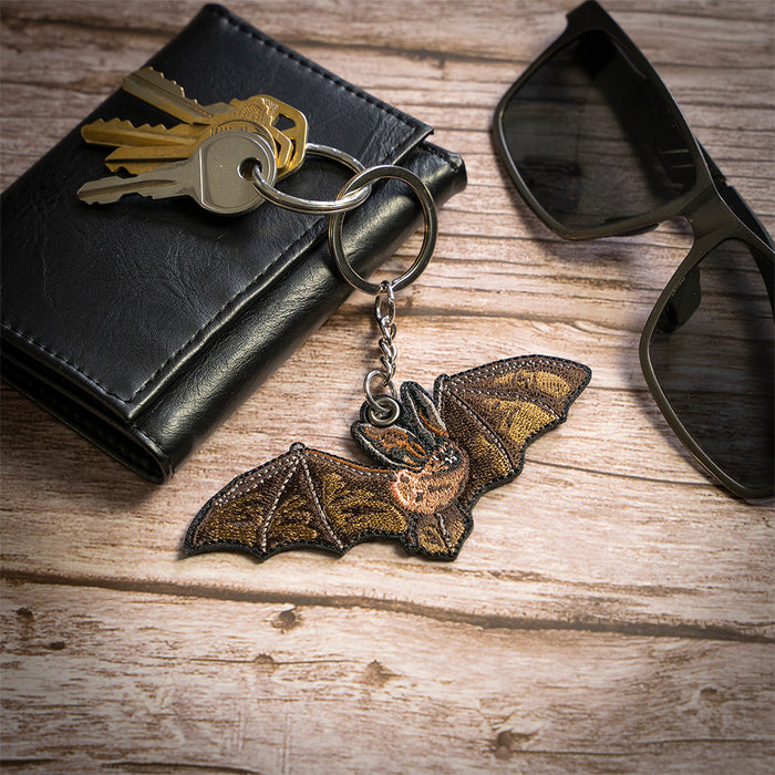 Bat Embroidered Keychain