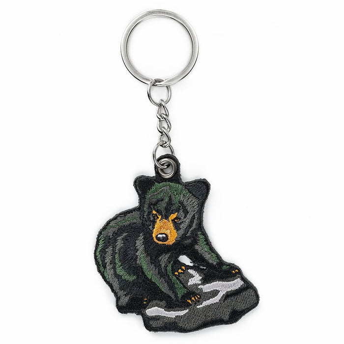 Black Bear Cub Embroidered Keychain