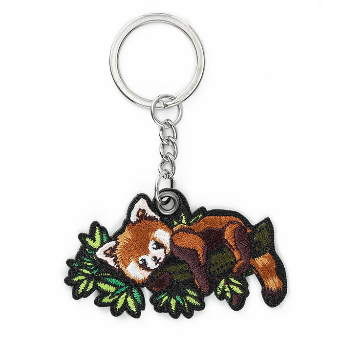 Red Panda Embroidered Keychain