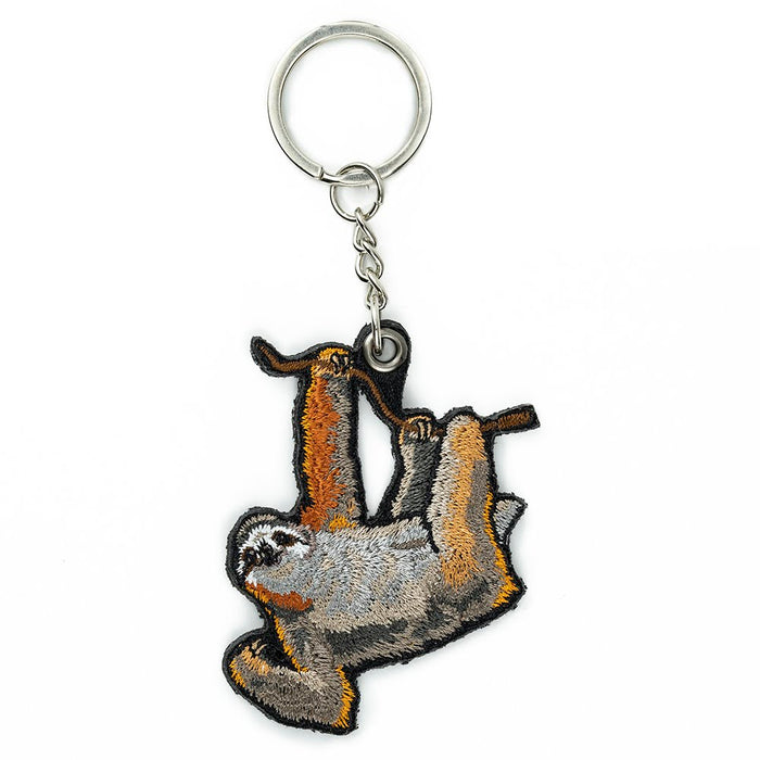 Sloth Embroidered Keychain