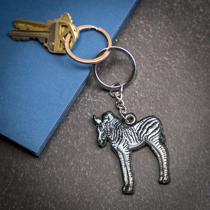 Zebra Embroidered Keychain