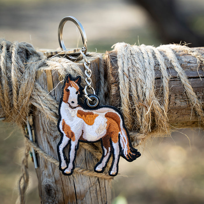 Brown Horse Embroidered Keychain