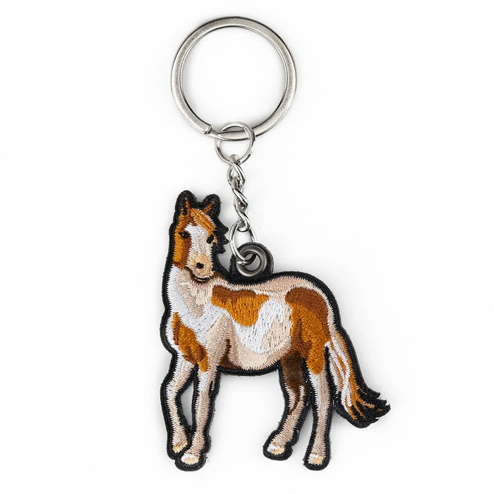 Brown Horse Embroidered Keychain