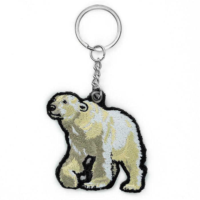 Polar Bear Embroidered Keychain