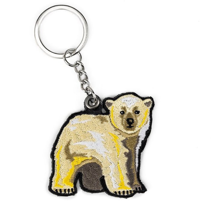 Polar Bear Cub Embroidered Keychain