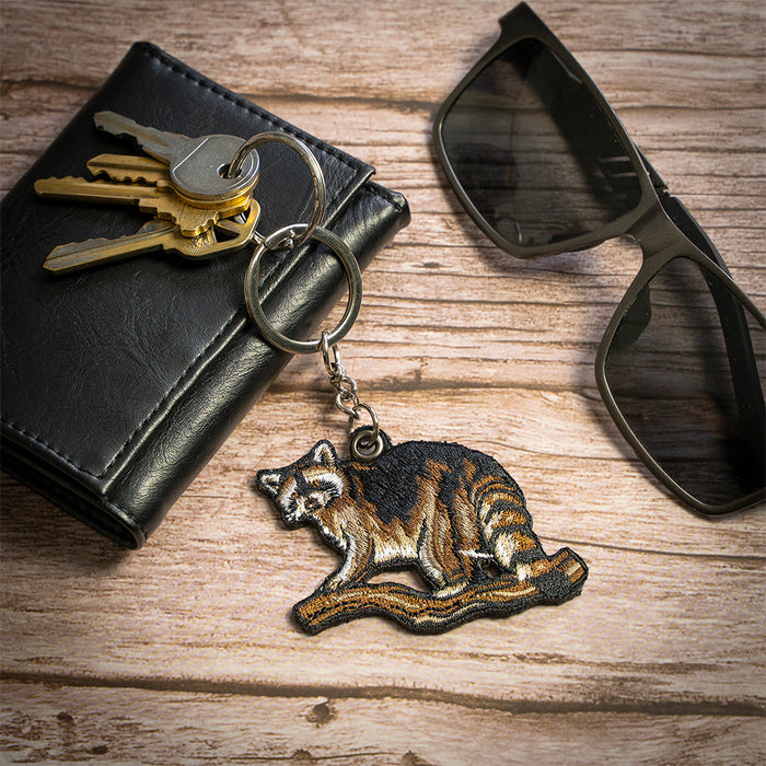 Racoon Embroidered Keychain