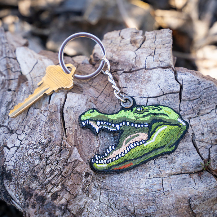 American Alligator Head Embroidered Keychain