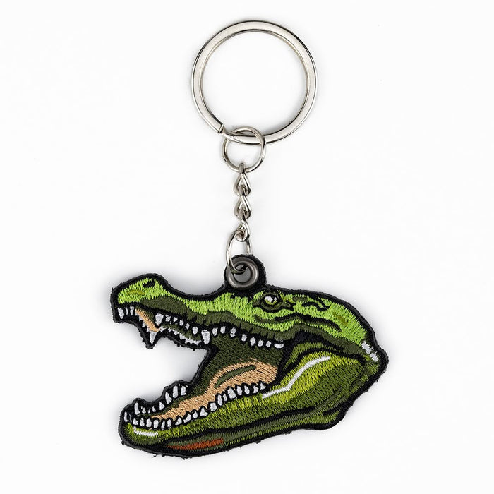 American Alligator Head Embroidered Keychain