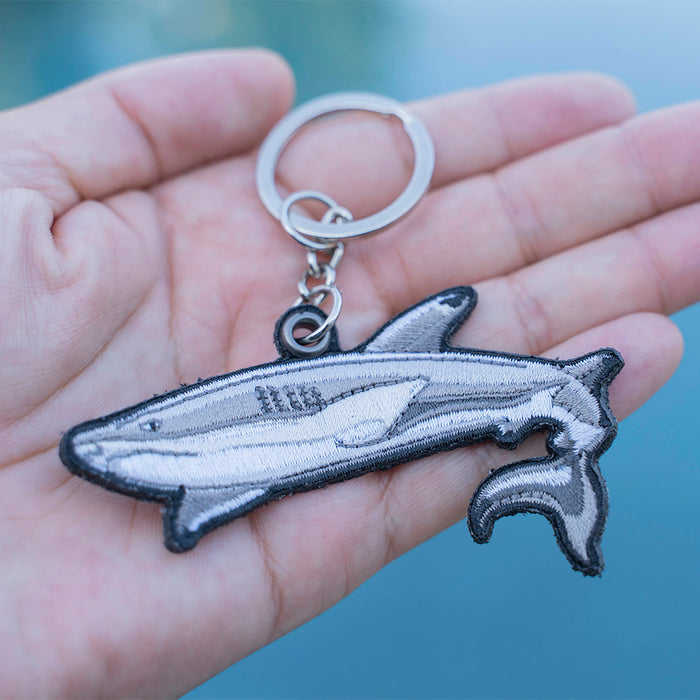 Black Tip Shark Embroidered Keychain