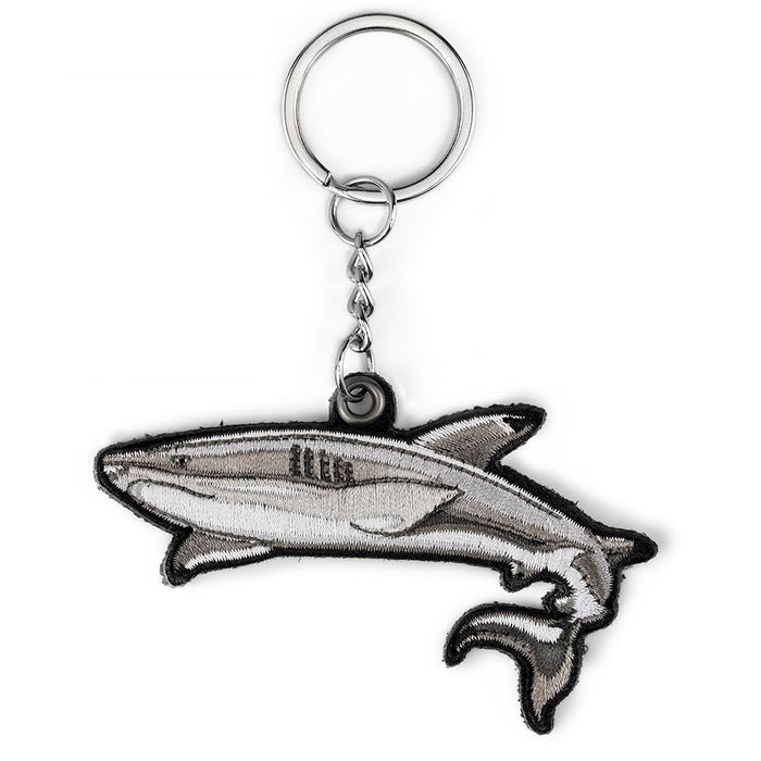 Black Tip Shark Embroidered Keychain