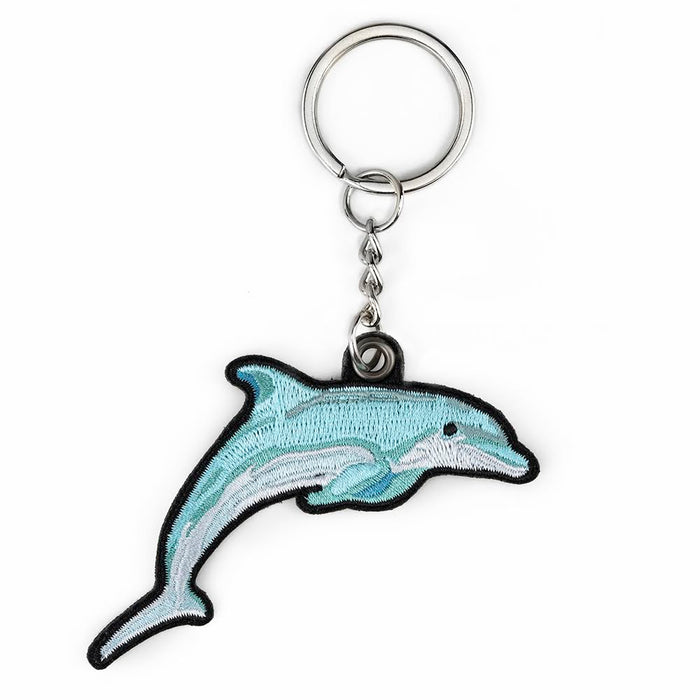Dolphin Jumping Embroidered Keychain