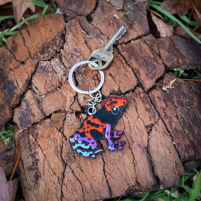 Dart Frog Embroidered Keychain