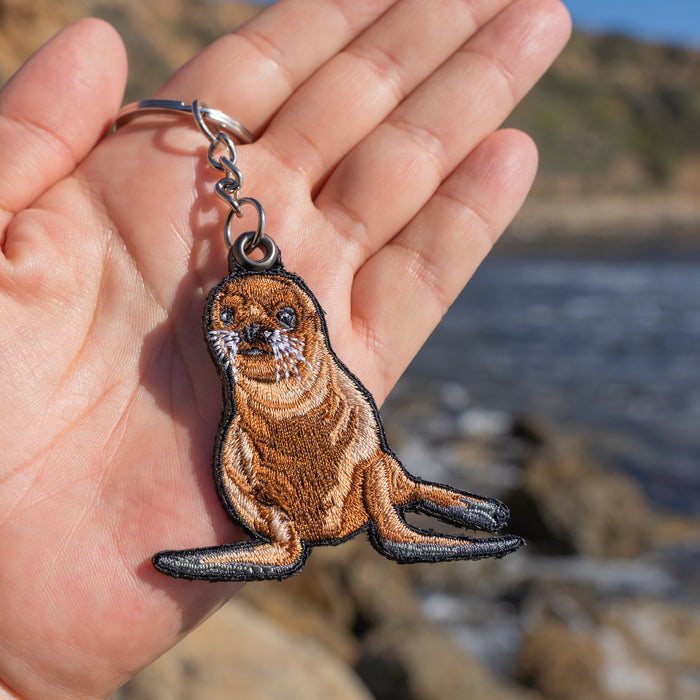 Sea Lion Pup Embroidered Keychain