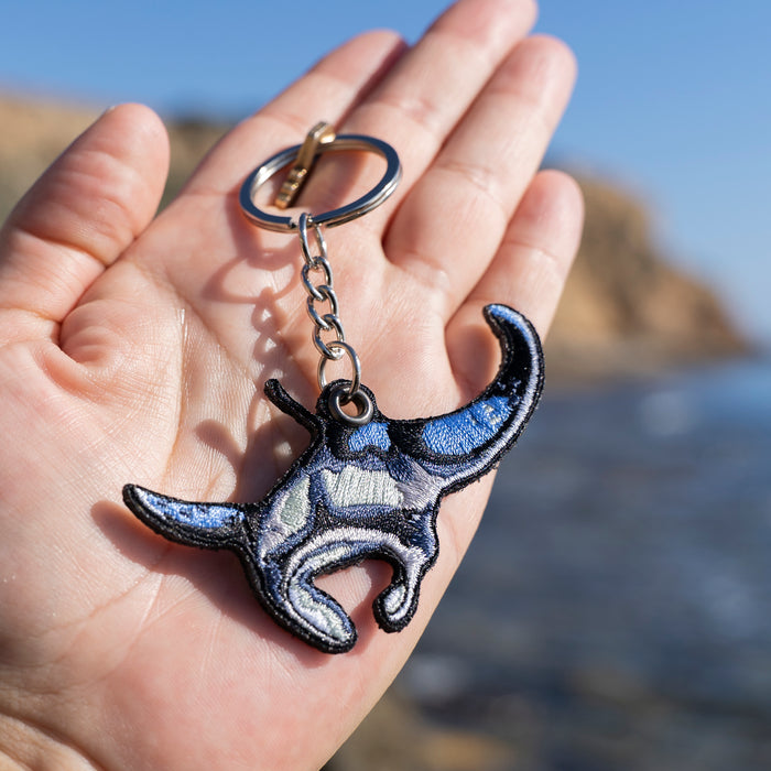 Manta Ray Embroidered Keychain