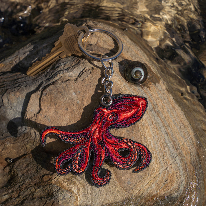 Octopus Embroidered Keychain
