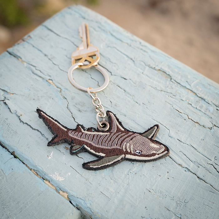 Tiger Shark Embroidered Keychain