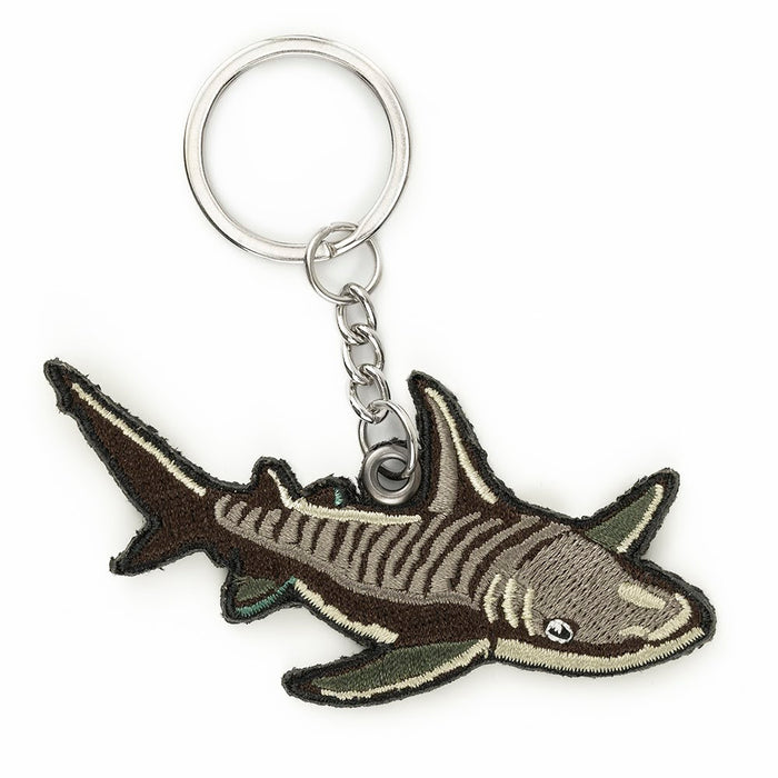 Tiger Shark Embroidered Keychain